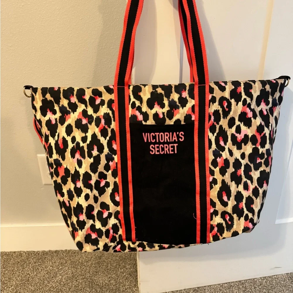 Victoria's Secret Leopard Print Tote Bag - Black and Pink - Picture 1 of 5